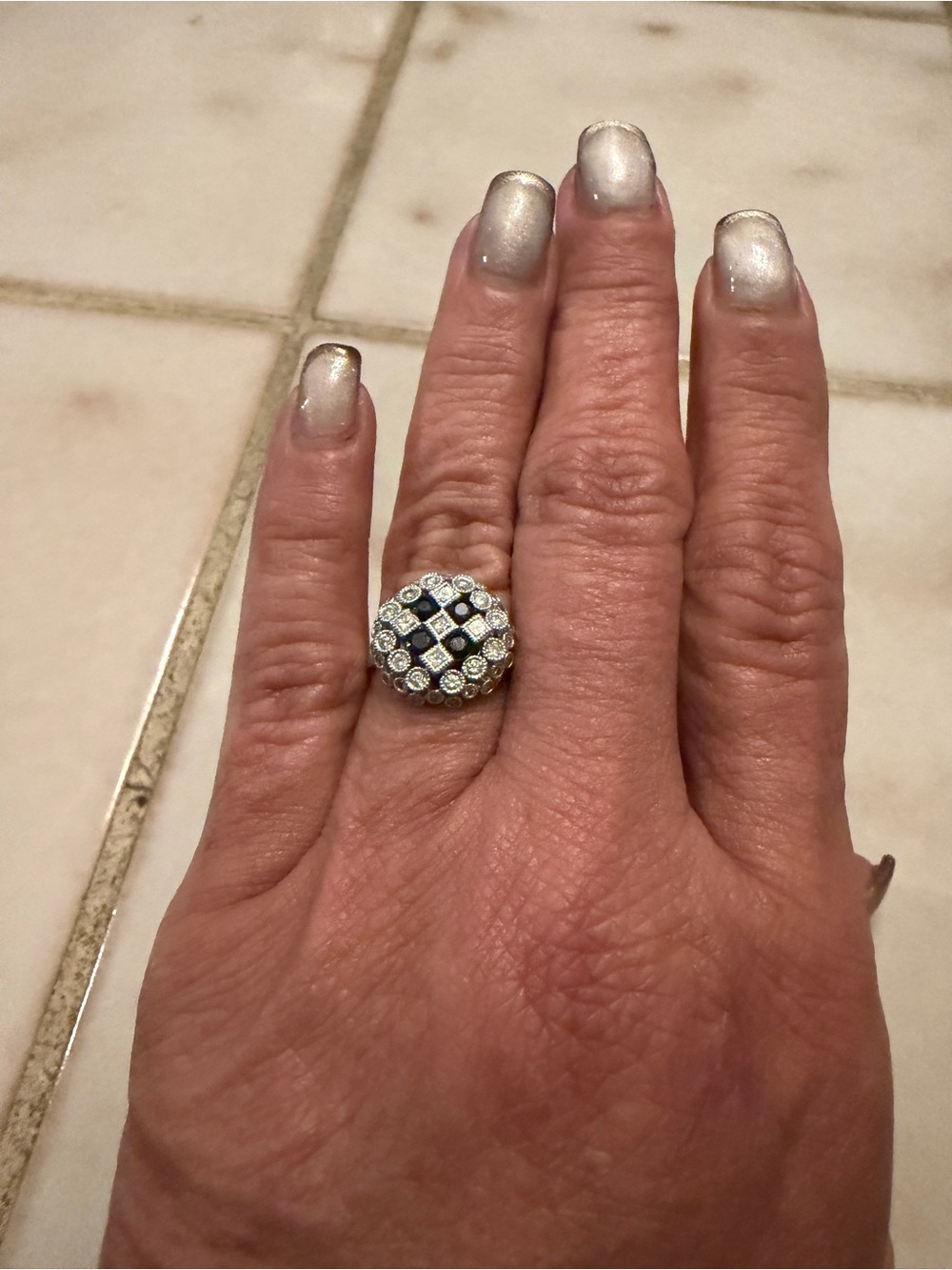 Platinum custom made diamond and sapphire ring. Size 7.25